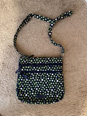 Vera Bradley Navy & Lime Dot Crossbody Shoulder Bag